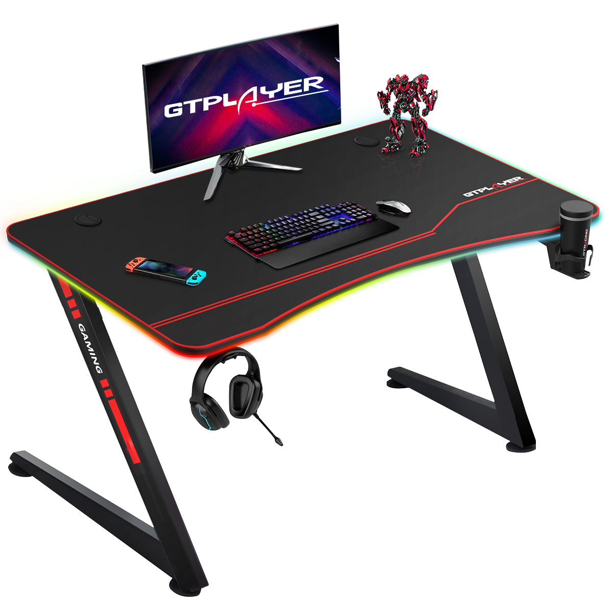 Z -Shaped Series RGB Gaming Desk Z09